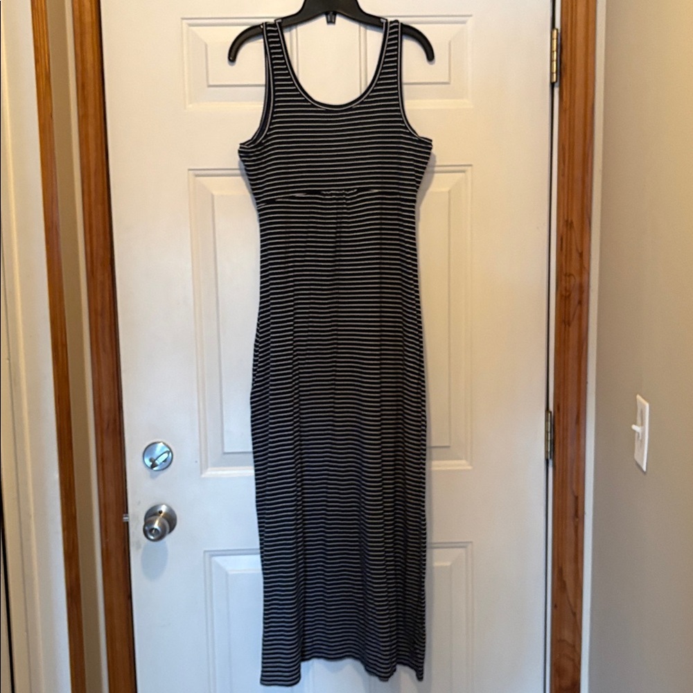 Striped Navy and White Maxi Dress